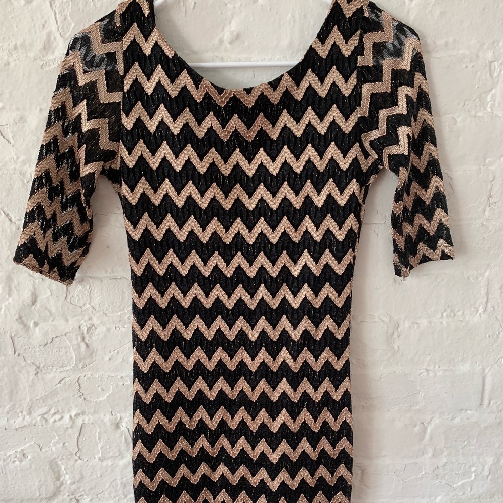 Black & Gold Short Dress with Open Back